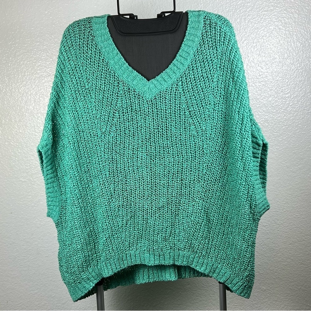 Tommy Bahama Women’s Green V-Neck Top Chunky Knit Size L